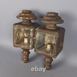 Antique Car Lanterns Rejna Zanardini Milan Iron Brass Glass Early'900