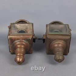 Antique Car Lanterns Rejna Zanardini Milan Iron Brass Glass Early'900