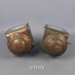 Antique Car Lanterns Rejna Zanardini Milan Iron Brass Glass Early'900