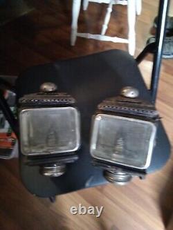 Antique Carriage Buggy Light Lantern, oil Lamps With Red Light On Side (Pair)