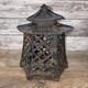 Antique Cast Iron Japanese Asian Pagoda Garden Candle Lantern Vintage Black