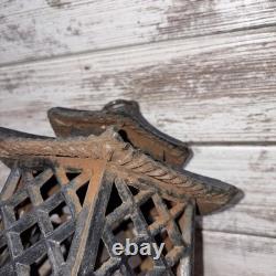 Antique Cast Iron Japanese Asian Pagoda Garden Candle Lantern Vintage Black