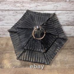Antique Cast Iron Japanese Asian Pagoda Garden Candle Lantern Vintage Black