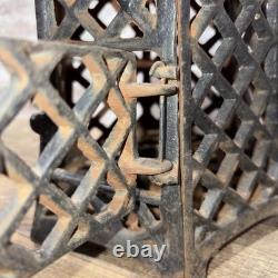 Antique Cast Iron Japanese Asian Pagoda Garden Candle Lantern Vintage Black