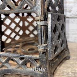 Antique Cast Iron Japanese Asian Pagoda Garden Candle Lantern Vintage Black