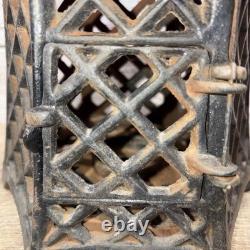 Antique Cast Iron Japanese Asian Pagoda Garden Candle Lantern Vintage Black