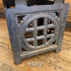 Antique Cast Iron Pagoda Garden Lantern Vintage Rustic Heavy Patina