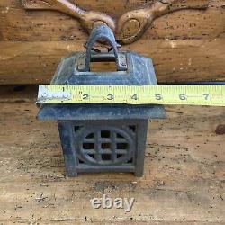 Antique Cast Iron Pagoda Garden Lantern Vintage Rustic Heavy Patina