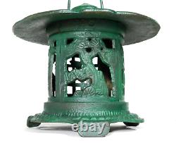 Antique Cast Iron Pagoda Garden Lanterns Pair