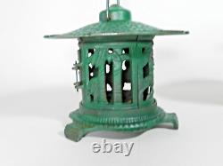 Antique Cast Iron Pagoda Garden Lanterns Pair