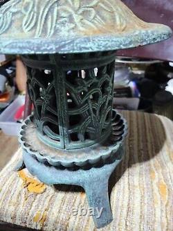 Antique Chinese Cast Iron 3 Legged Pagoda Garden Lantern Late 20th Century