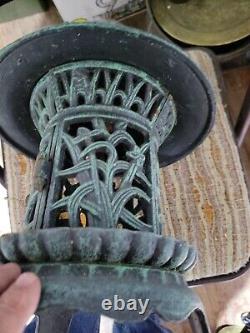 Antique Chinese Cast Iron 3 Legged Pagoda Garden Lantern Late 20th Century