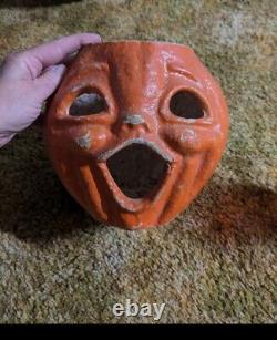 Antique Choir Boy Paper Mache Pulp Halloween Pumpkin Jack O Lantern Mask Large