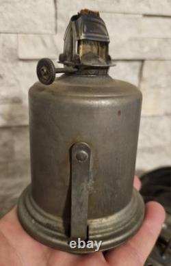 Antique City Metal Dark Lantern with Green Glowing Globe