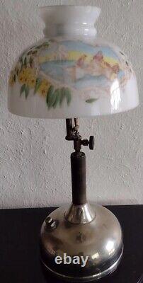 Antique Coleman Quick Lite Kerosene Table Lamp Lantern with Painted Shade