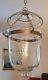 Antique Colonial Glass Engraved Grapes Indian Hundi Lantern Light, 2 Available