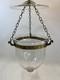 Antique Colonial Hundi Bell Jar Hanging Brass & Clear Blown Glass Lantern 20