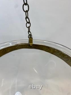 Antique Colonial Hundi Bell Jar Hanging Brass & Clear Blown Glass Lantern 20