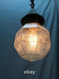 Antique Copper Colonial Lantern Textured Glass Porch Light Fixture VTG 1725-23B