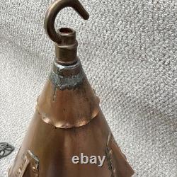Antique Copper Lantern Arts+Craft Brass Chain Authentic 1900s/1920s Large Design