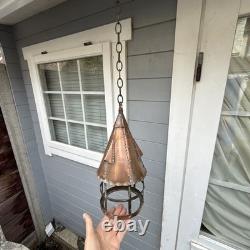 Antique Copper Lantern Arts+Craft Brass Chain Authentic 1900s/1920s Large Design