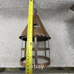 Antique Copper Lantern Arts+Craft Brass Chain Authentic 1900s/1920s Large Design