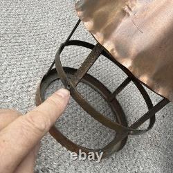 Antique Copper Lantern Arts+Craft Brass Chain Authentic 1900s/1920s Large Design