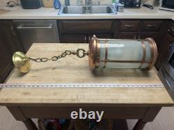 Antique Copper Porch Lantern Vintage Entry Hall Pendant Light Fixture