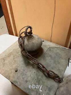 Antique Copper/Slag Glass Hanging Lantern Light Fixture