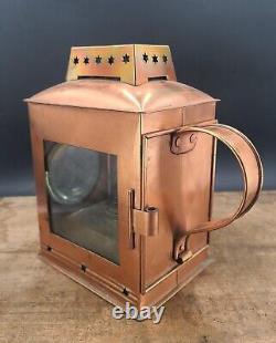 Antique Copper and brass maritime signal lamp lantern unusual New England 1870s