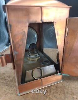 Antique Copper and brass maritime signal lamp lantern unusual New England 1870s