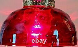 Antique Cranberry Glass Lampshade Bullseye Pattern Lamp Shade