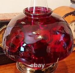 Antique Cranberry Glass Lampshade Bullseye Pattern Lamp Shade