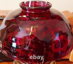 Antique Cranberry Glass Lampshade Bullseye Pattern Lamp Shade