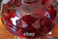 Antique Cranberry Glass Lampshade Bullseye Pattern Lamp Shade