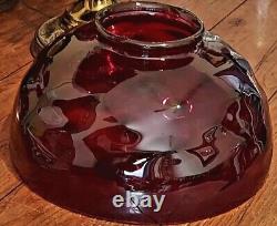 Antique Cranberry Glass Lampshade Bullseye Pattern Lamp Shade