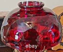 Antique Cranberry Glass Lampshade Bullseye Pattern Lamp Shade