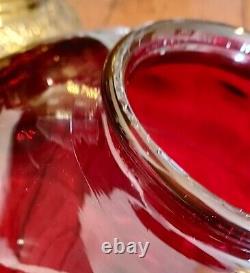 Antique Cranberry Glass Lampshade Bullseye Pattern Lamp Shade