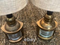 Antique Cuervo Barcelona Lanterns Converted to Modern Lamps Starboard and port