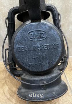 Antique DIETZ Ideal INSPECTOR LAMP Erie Railroad Lantern New York USA 12 Tall