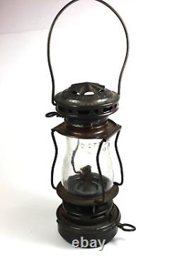 Antique DIETZ SCOUT Skater's Lantern Oil Lamp H4 Clear Glass Globe NICE