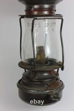 Antique DIETZ SCOUT Skater's Lantern Oil Lamp H4 Clear Glass Globe NICE