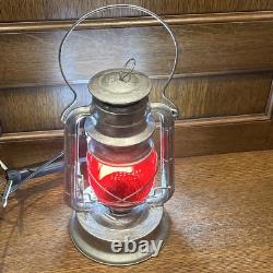 Antique Dietz 2 D Lite Red Globe Loc 8 Lantern Light Train Railroad Railway (B)