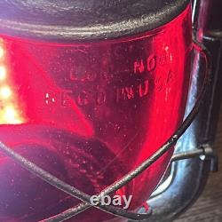 Antique Dietz 2 D Lite Red Globe Loc 8 Lantern Light Train Railroad Railway (B)