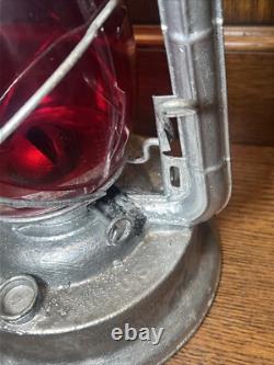 Antique Dietz 2 D Lite Red Globe Loc 8 Lantern Light Train Railroad Railway (B)