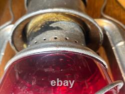 Antique Dietz 2 D Lite Red Globe Loc 8 Lantern Light Train Railroad Railway (B)