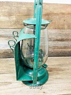 Antique Dietz Buckeye Dash Lamp Hurricane Lantern with Lens & Globe Green NICE