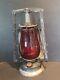 Antique Dietz Kerosene Buckeye Dash Lamp Lantern with LENS New York USA RED GLOBE