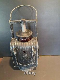 Antique Dietz Kerosene Buckeye Dash Lamp Lantern with LENS New York USA RED GLOBE