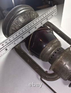Antique Dietz Little Wizard Red Globe Railroad Train Work Oil Lantern Aged